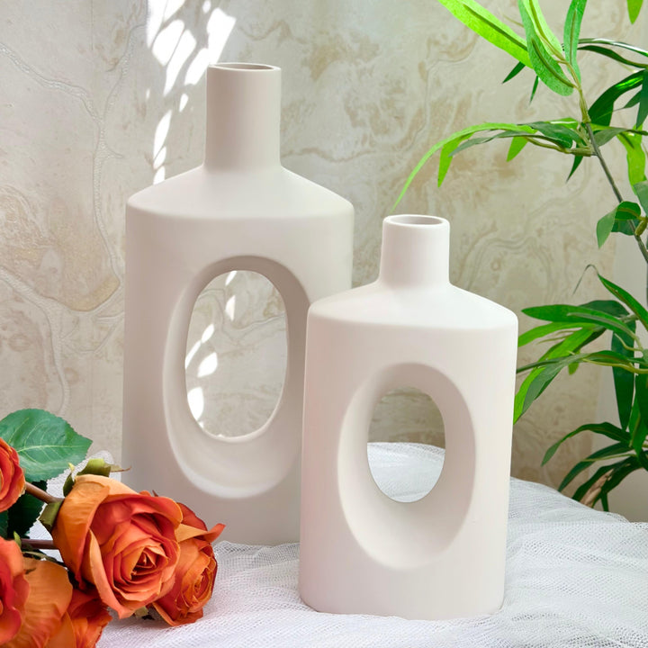 Set 2 vases en céramique 20cm + 27cm