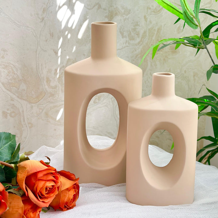 Set 2 vases en céramique 20cm + 27cm