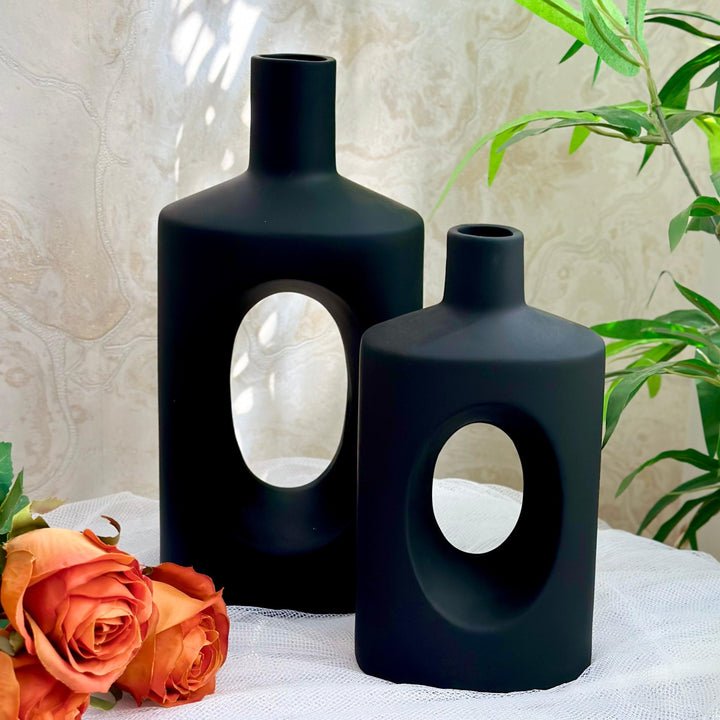 Set 2 vases en céramique 20cm + 27cm
