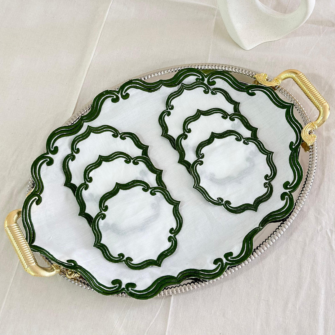 Fond de plateau oval coloré 44x32.50cm + 6 serviettes 13cm