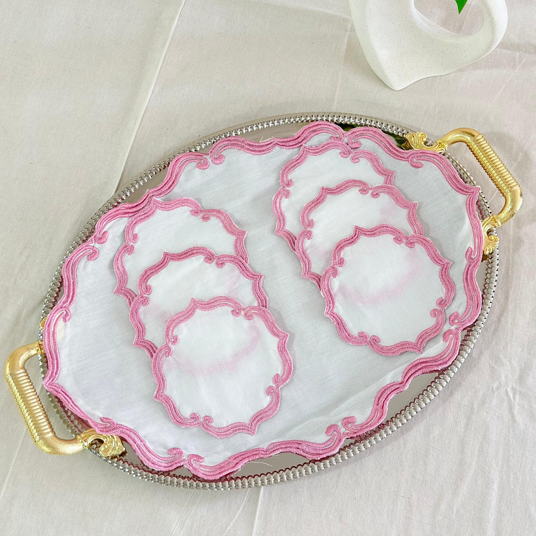 Fond de plateau oval coloré 44x32.50cm + 6 serviettes 13cm