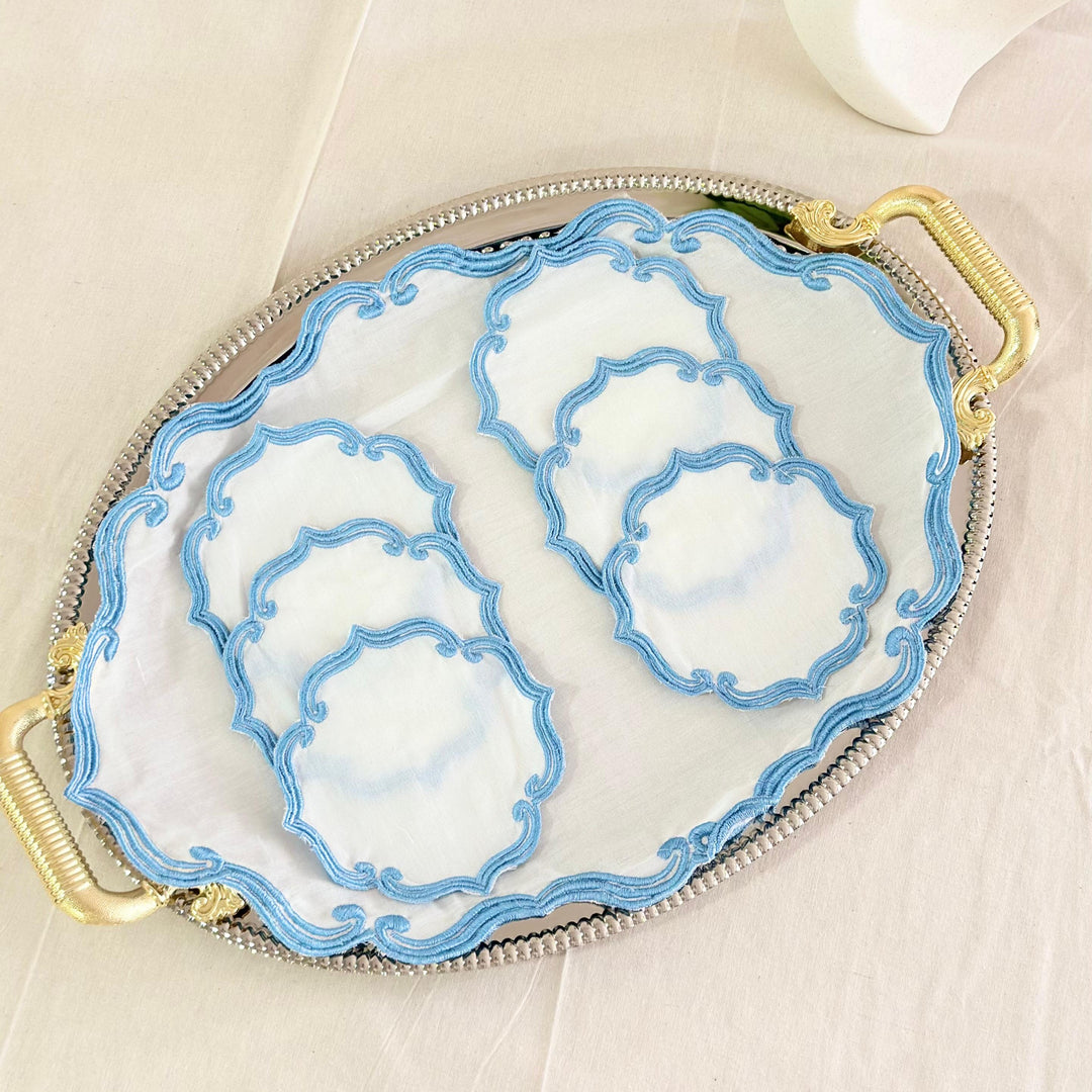 Fond de plateau oval coloré 44x32.50cm + 6 serviettes 13cm