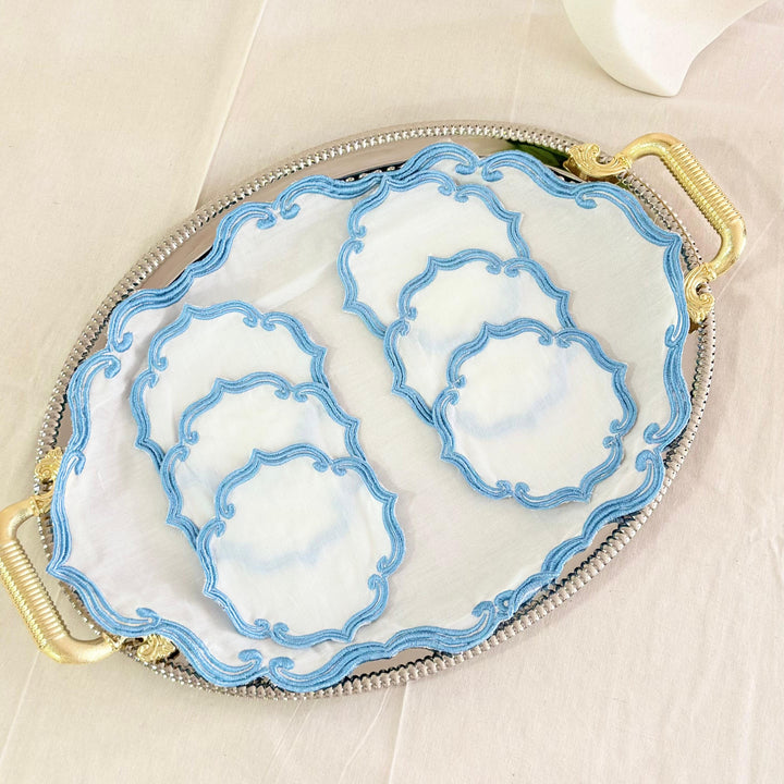 Fond de plateau oval coloré 44x32.50cm + 6 serviettes 13cm