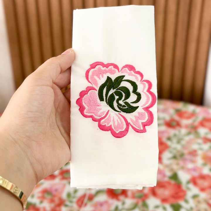 Nappe fleurie 150cm + 12 serviettes 34x34cm