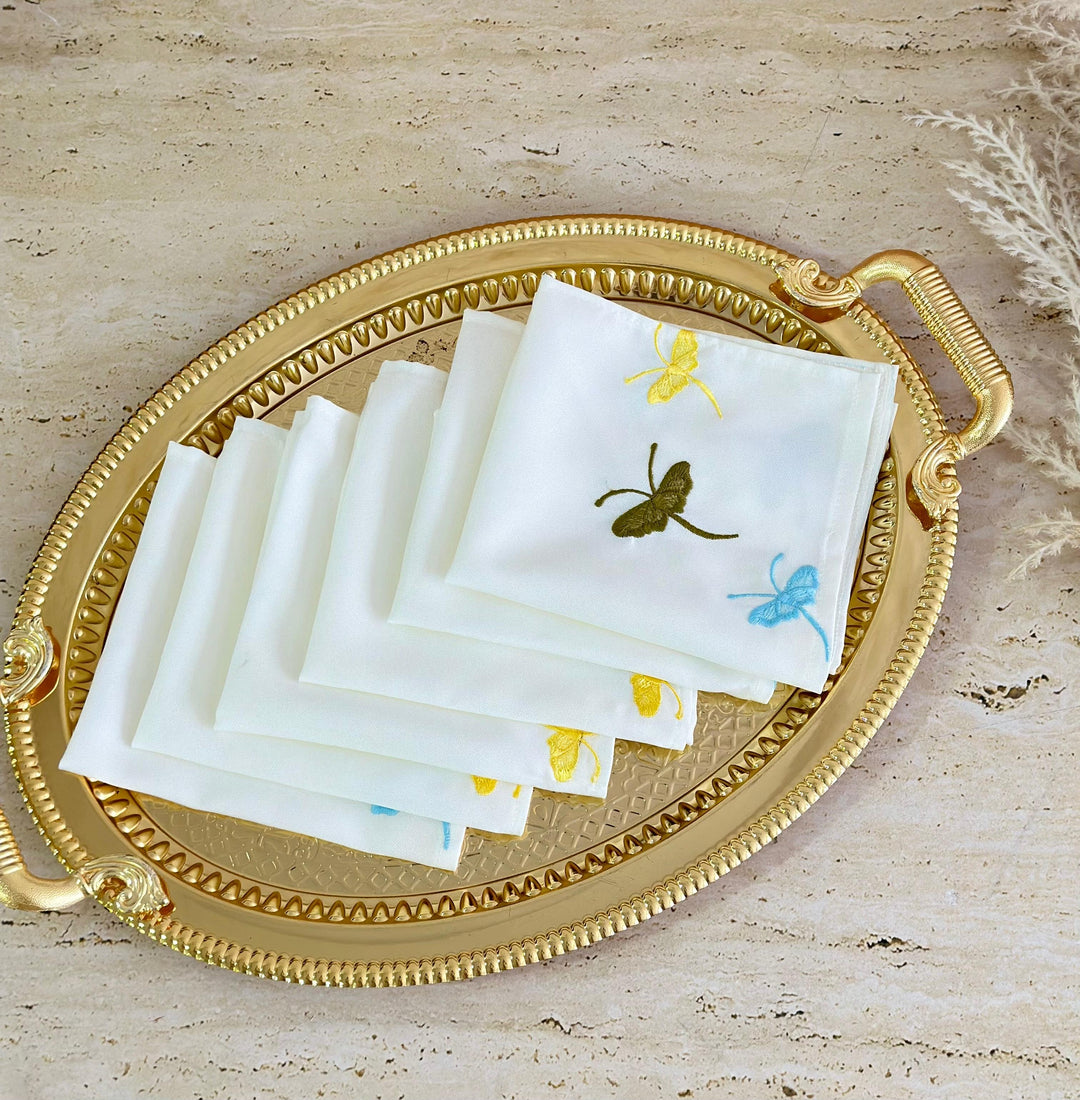 Set 6 serviettes papillons 34x30cm