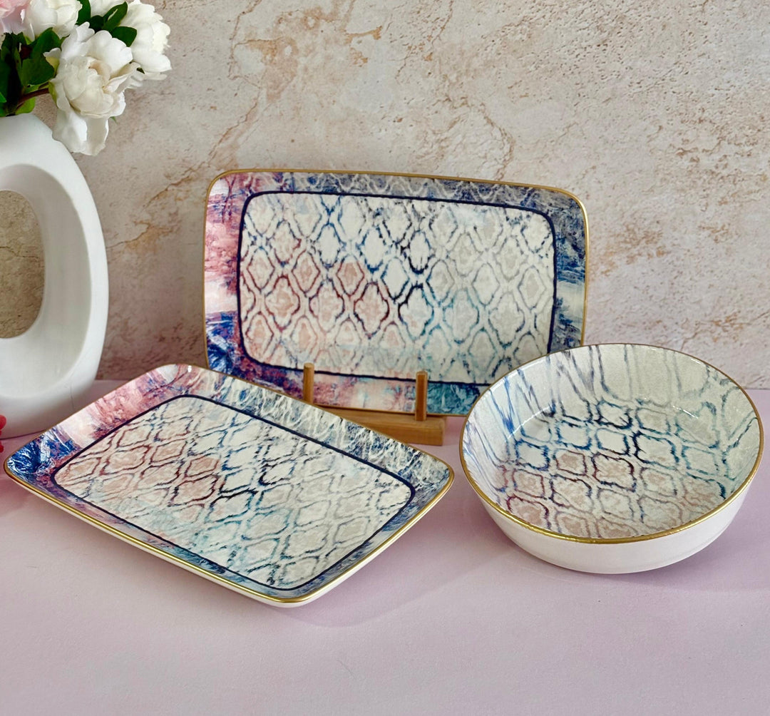 Set 2 assiettes rectangulaire 33cm + saladier 22,50cm
