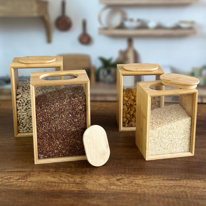 Set 4 boîtes stockage en bois 2x19cm + 2x22cm