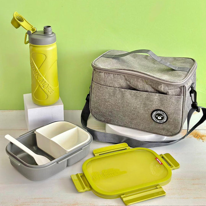 Set lunch box 1100ML + gourde 700ML en plastique + sac isotherme
