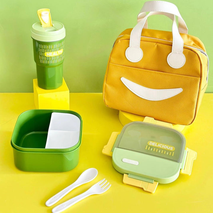 Set lunch box 1250ML + gourde 550ML en plastique + sac isotherme