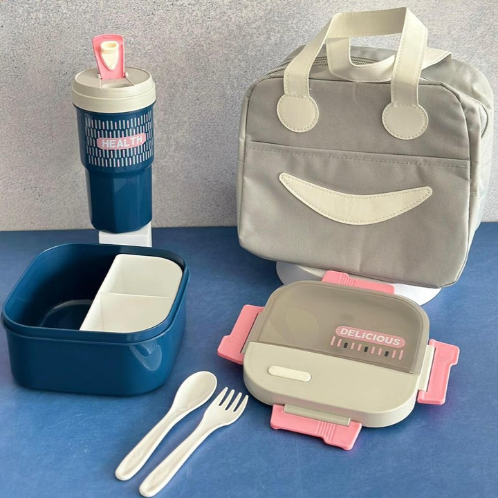 Set lunch box 1250ML + gourde 550ML en plastique + sac isotherme