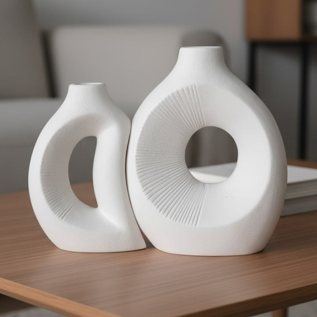 Set 2 vases en céramique 17cm + 21cm