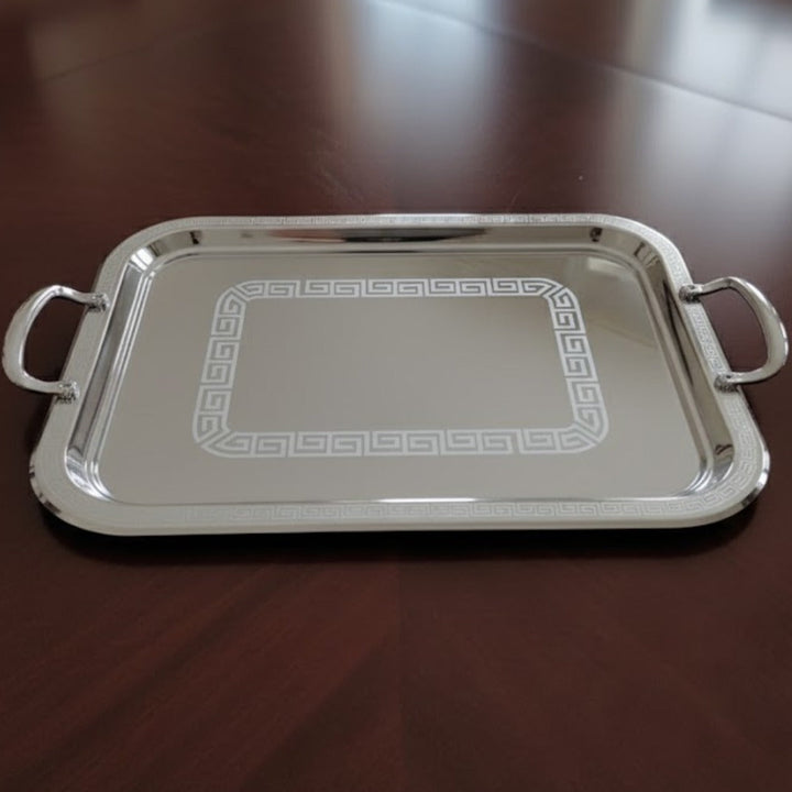 Plateau rectangulaire en métal argenté 49x34cm