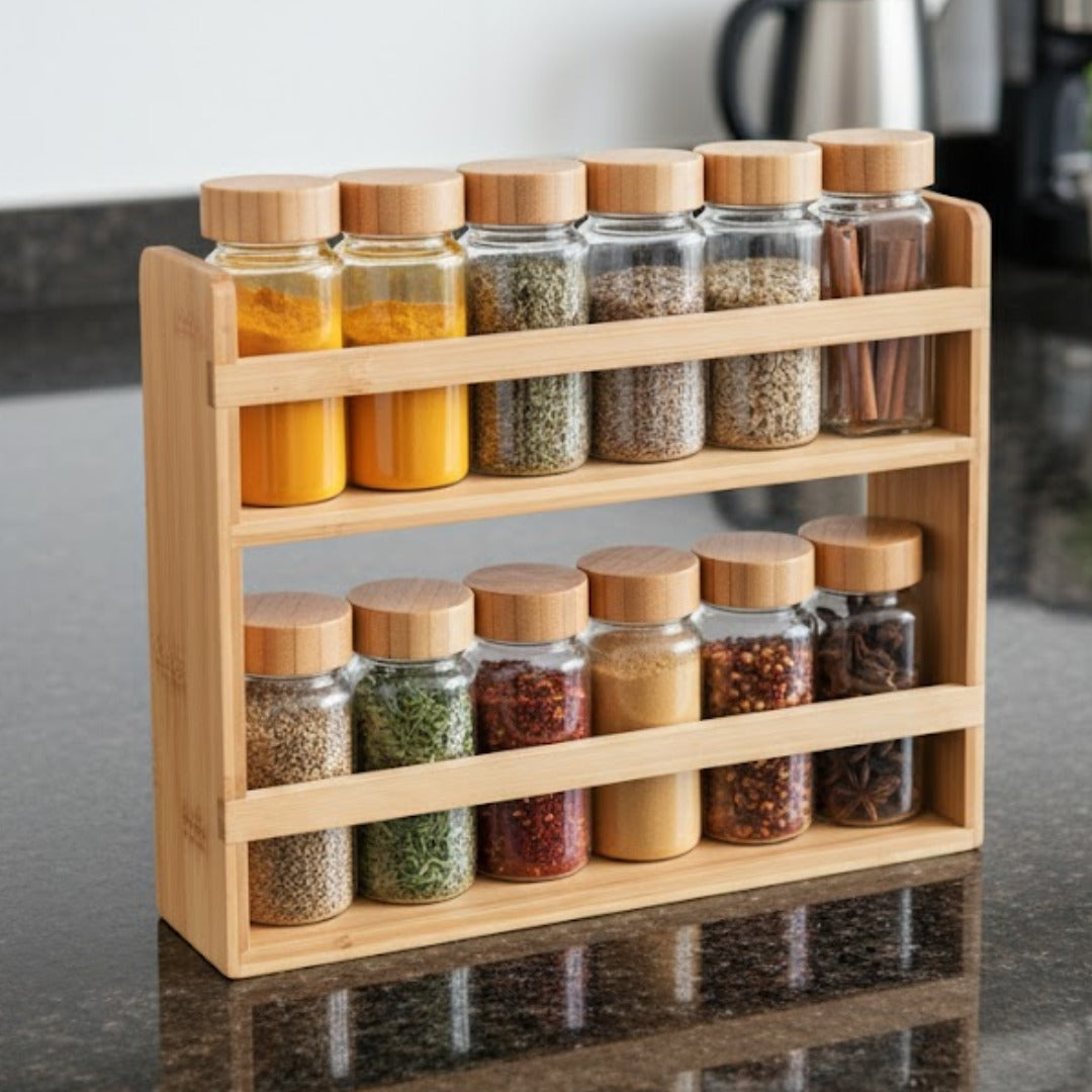 Service à épices 12pcs avec support en bois