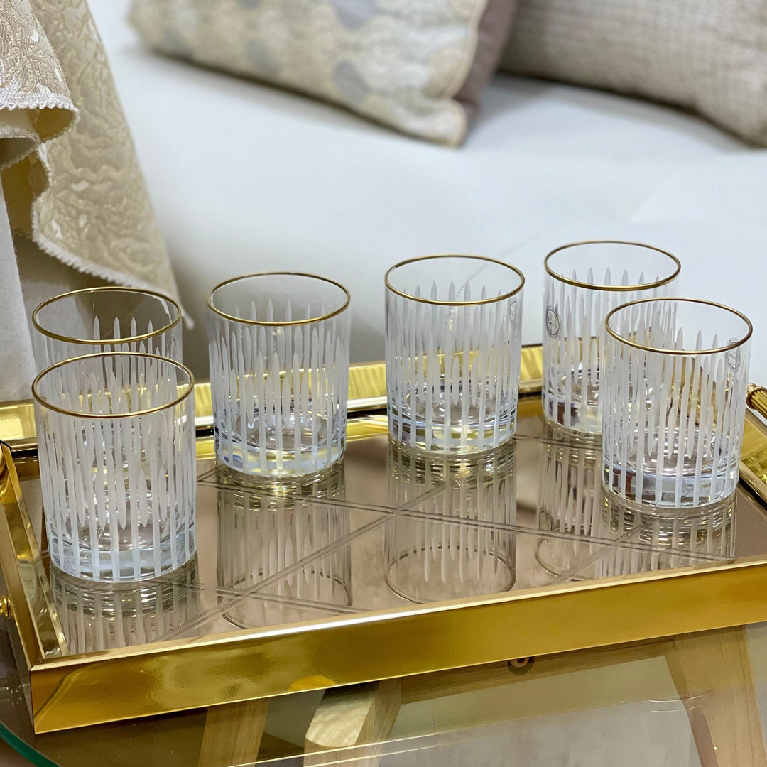 6 verres à eau/jus gravés avec filet doré