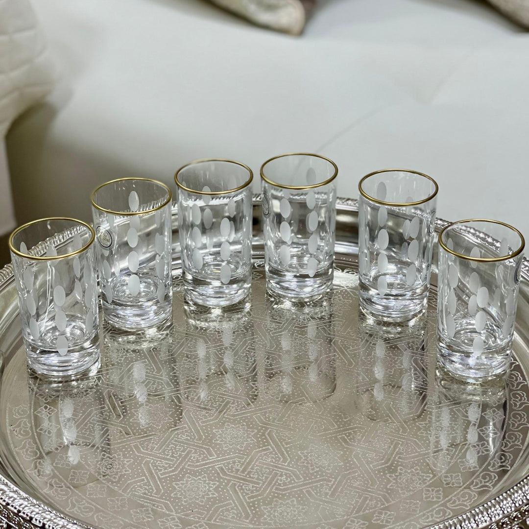 6 verres à café gravés avec filet doré