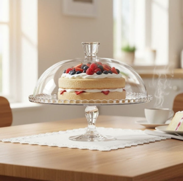Cloche cake en verre avec pied 32cm