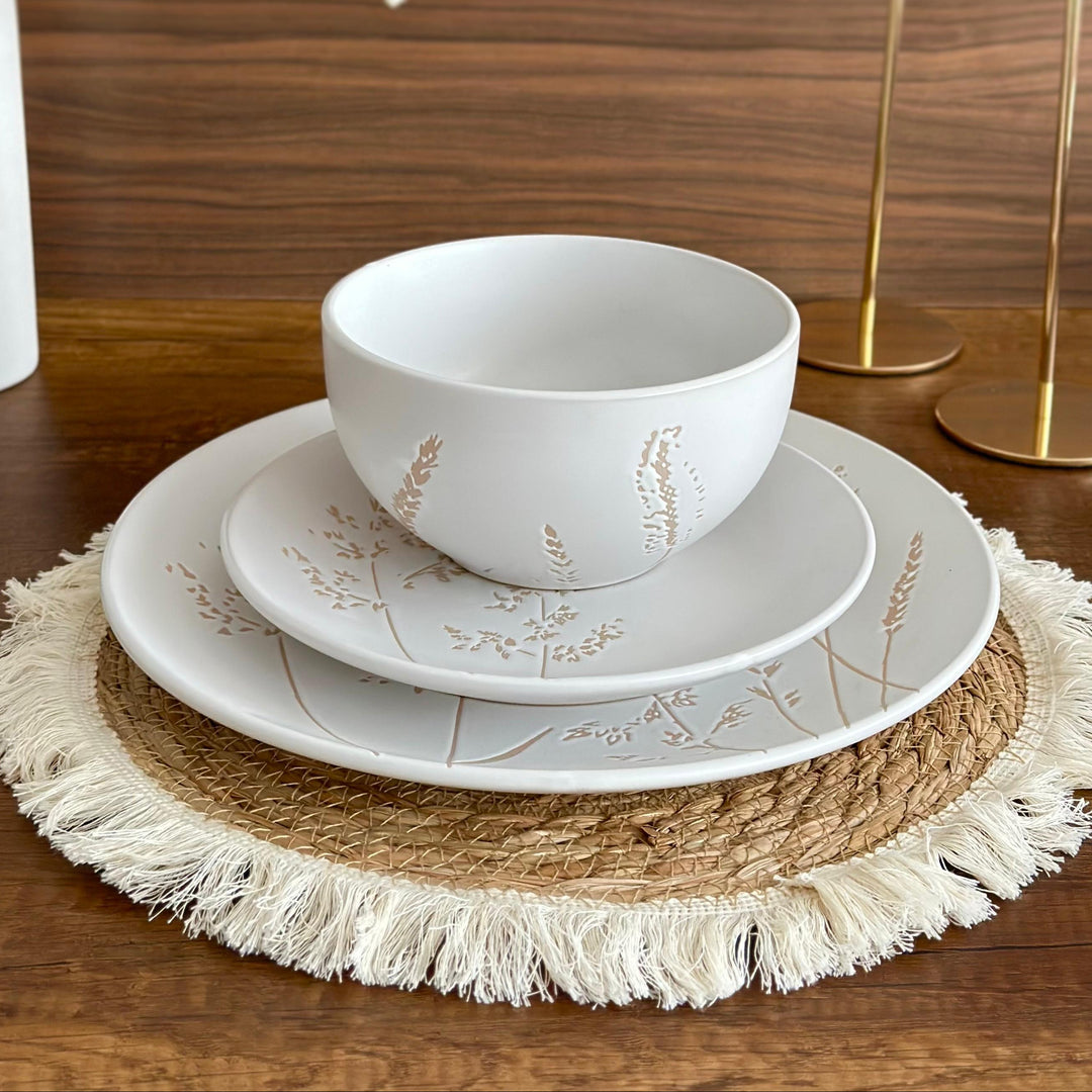 Service de table 18pcs blanc fleur