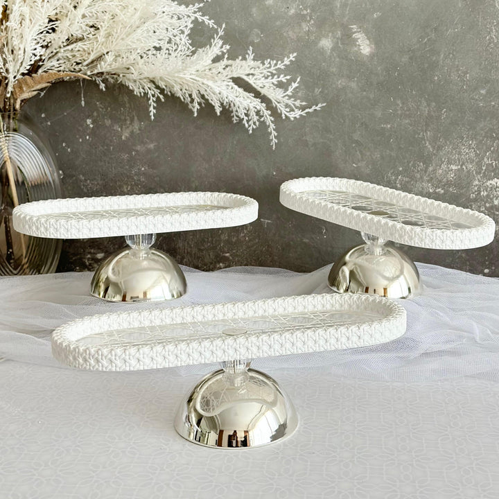 Set 3 présentoirs ovales en plexiglass 2x30cm + 35cm