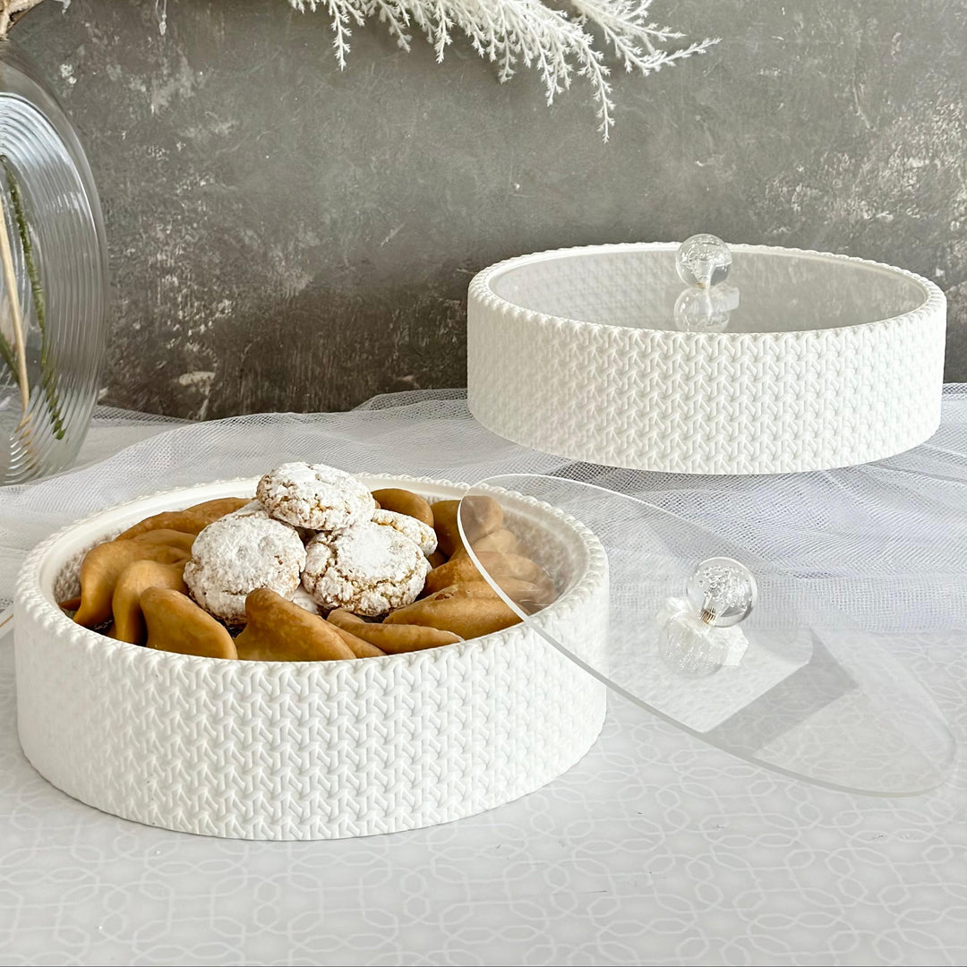 Set 2 bonbonnières avec couvercle en plexiglass 25x7cm