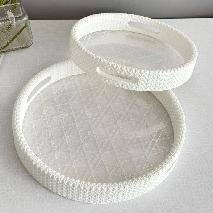 Set 2 plateaux rond en plexiglass 30cm + 35cm