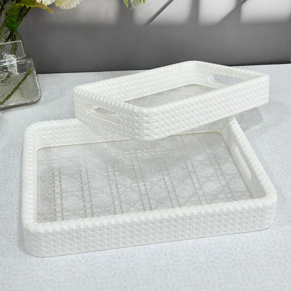 Set 2 plateaux rectangulaires en plexiglass 30cm + 35cm