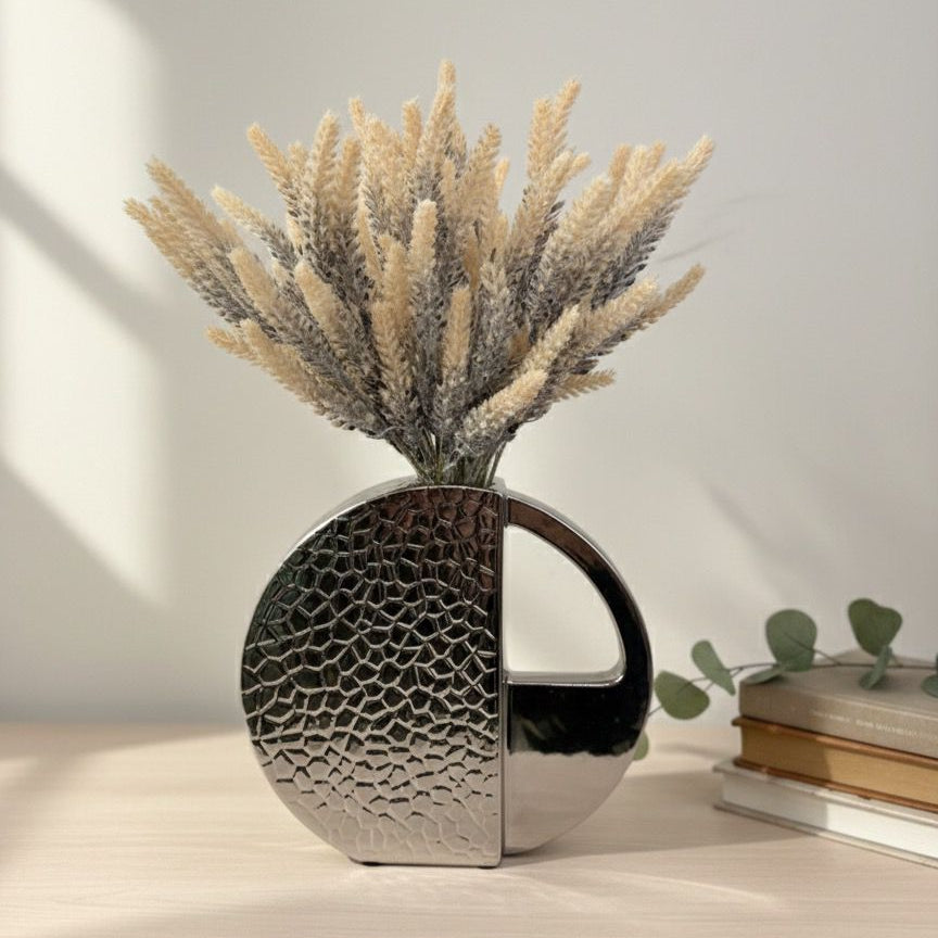 Vase porcelaine 25cm + fleurs artificielle