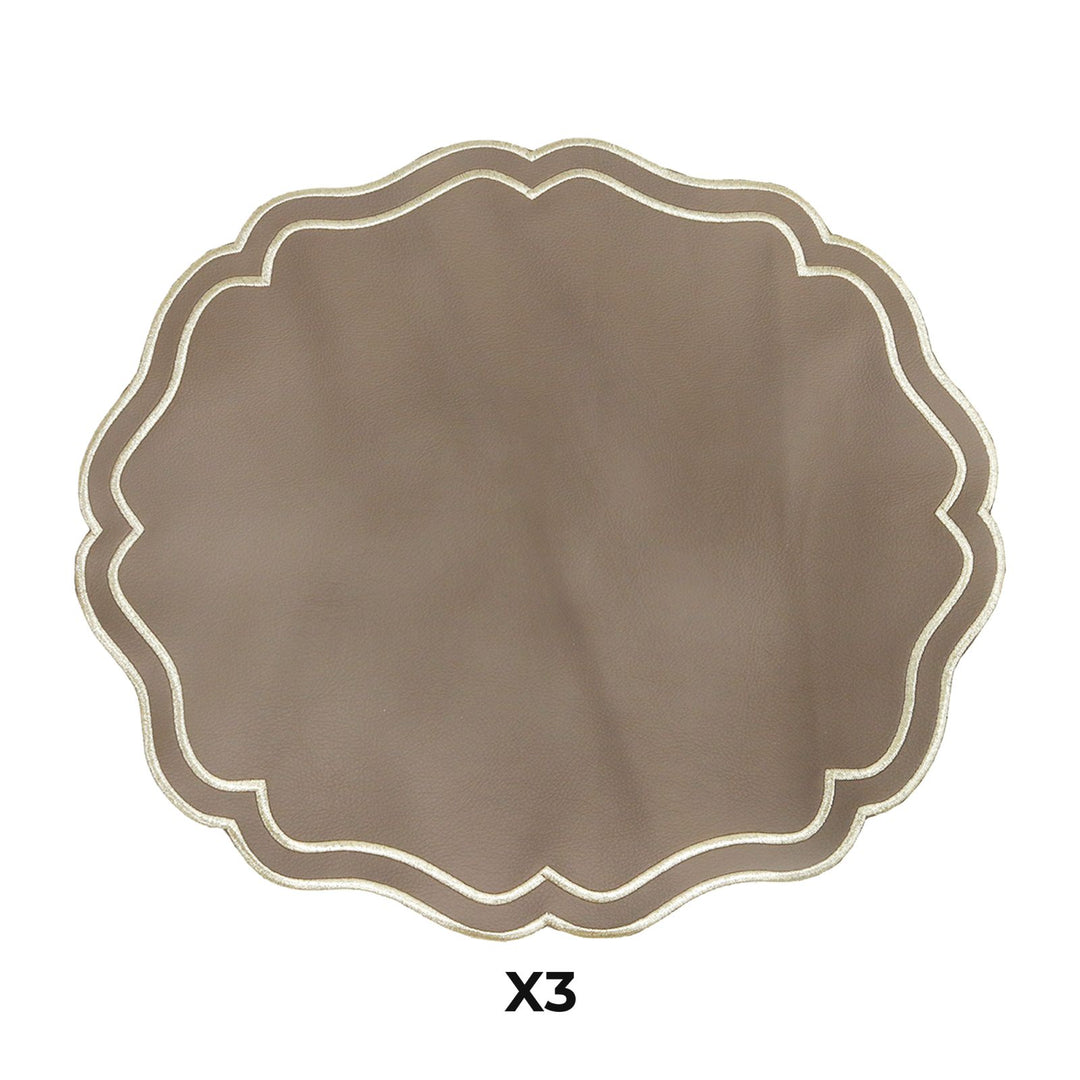 Set 3 sets de table ovales en simili cuir Mchenef 39cm