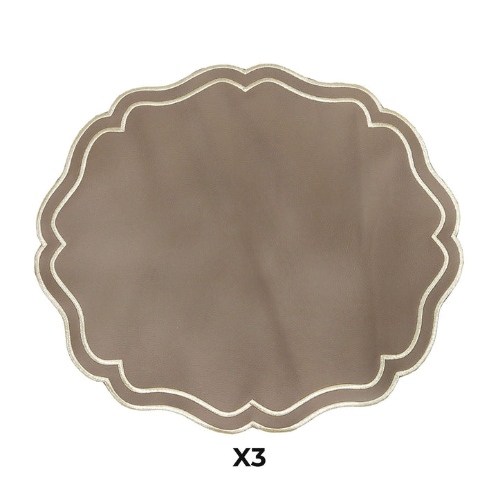 Set 3 sets de table ovales en simili cuir Mchenef 39cm