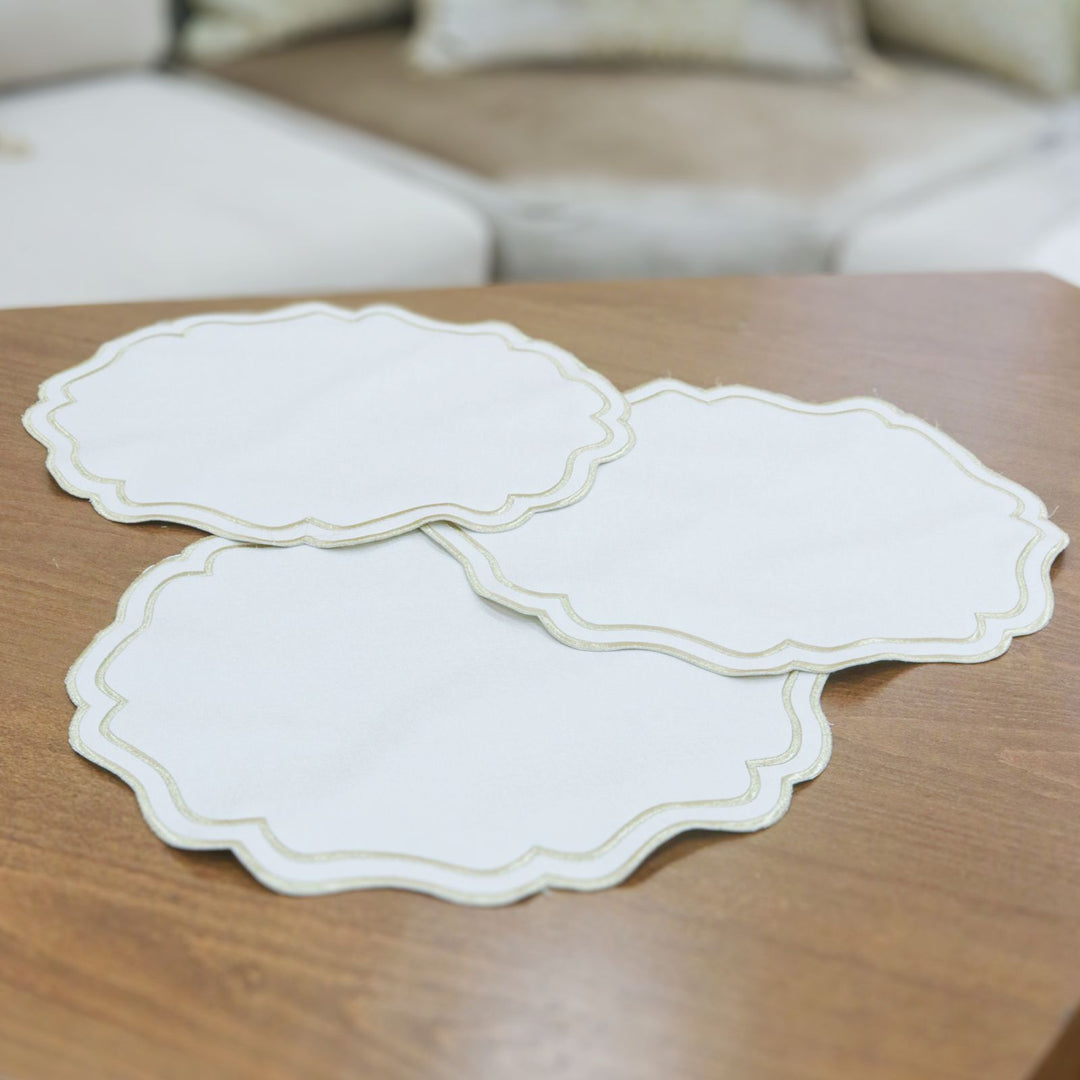 Set 3 sets de table ovales en simili cuir Mchenef 39cm