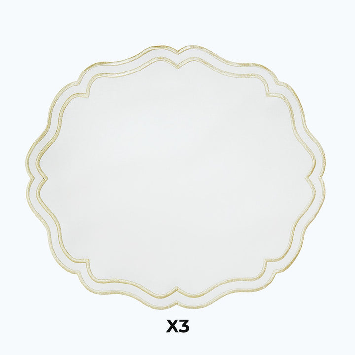 Set 3 sets de table ovales en simili cuir Mchenef 39cm