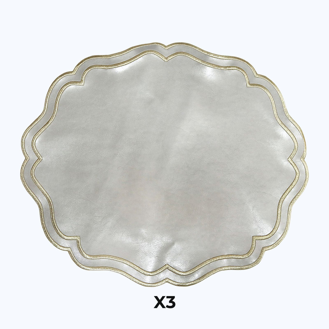 Set 3 sets de table ovales en simili cuir Mchenef 39cm