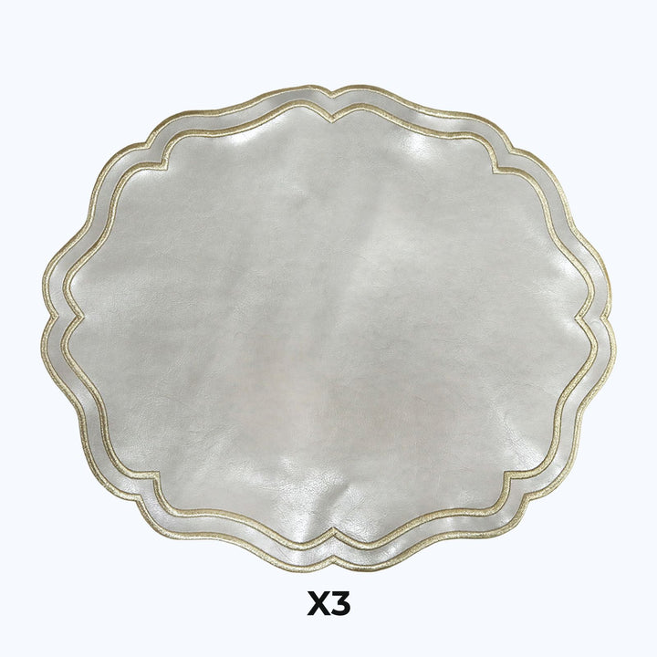 Set 3 sets de table ovales en simili cuir Mchenef 39cm