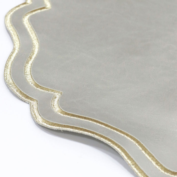 Set 3 sets de table ovales en simili cuir Mchenef 39cm