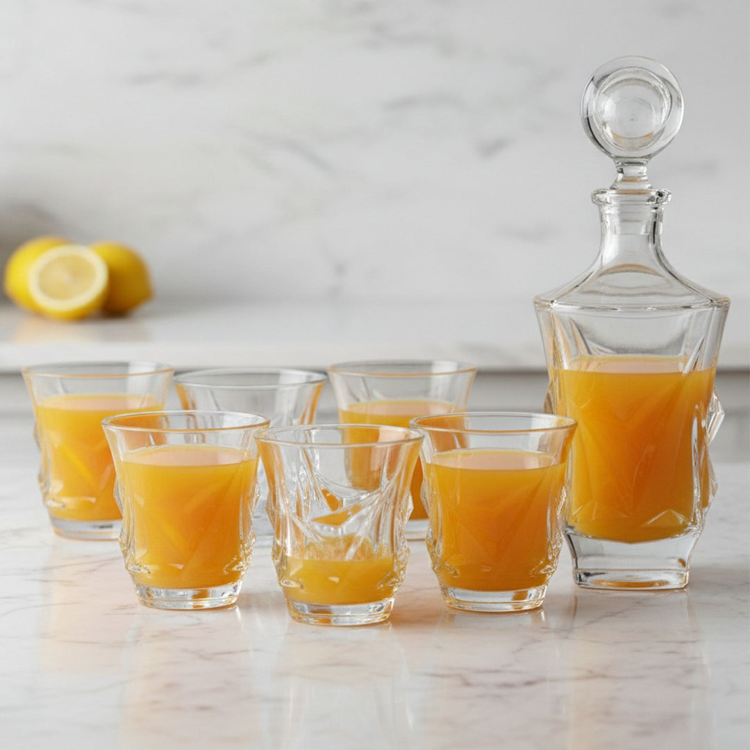 Carafe en verre 850ML + 6 verres à eau/jus 250ML