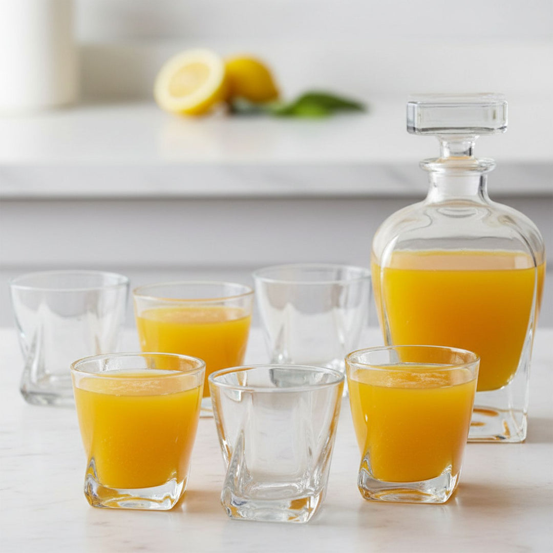 Carafe en verre 850ML + 6 verres à eau/jus 250ML