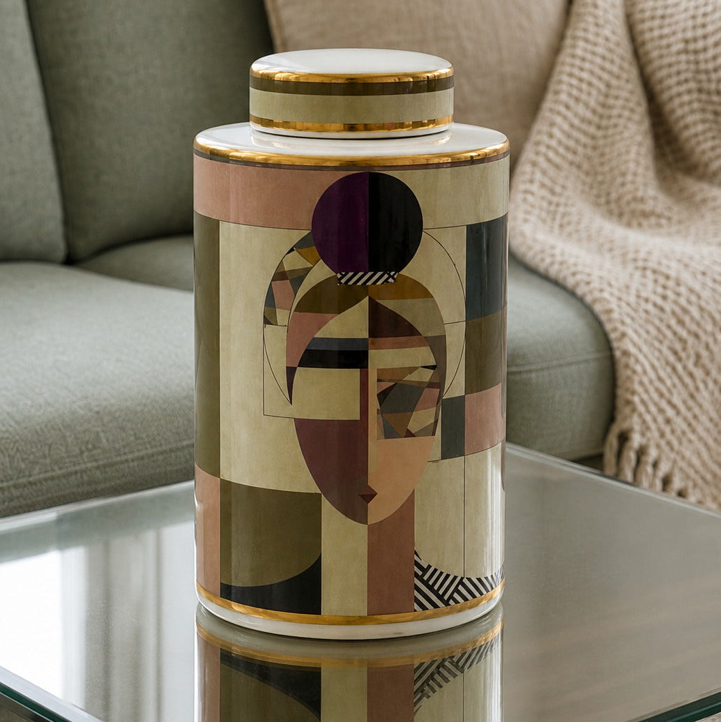 Vase décoratif avec couvercle en céramique 31x17cm