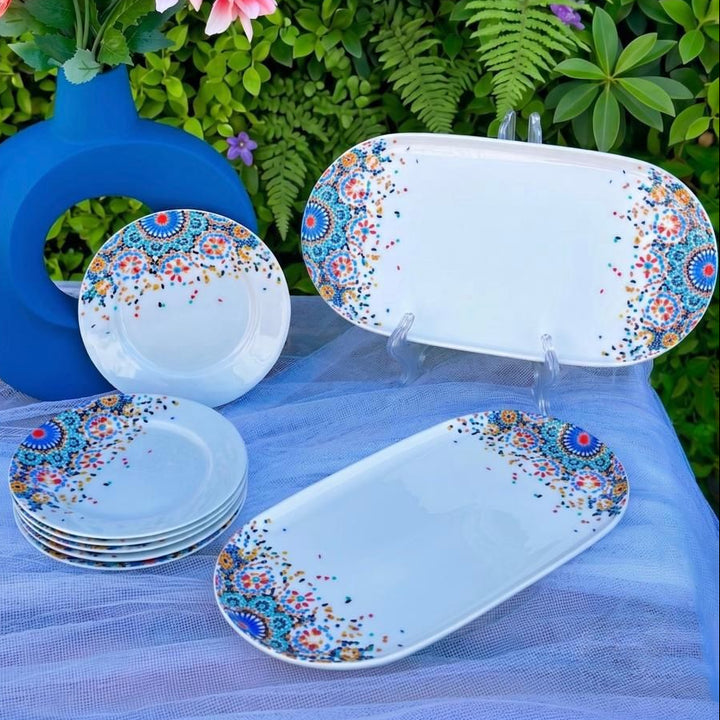 Set cake en porcelaine Zellij 8pcs + Saladier 24cm gratuit