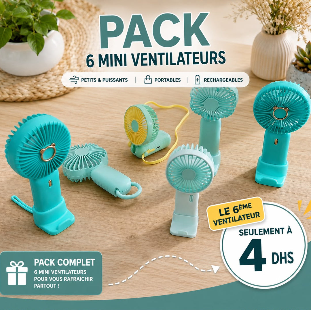 Set 6 mini ventilateurs USB 12cm + 16cm + 2x15cm + 2x17cm