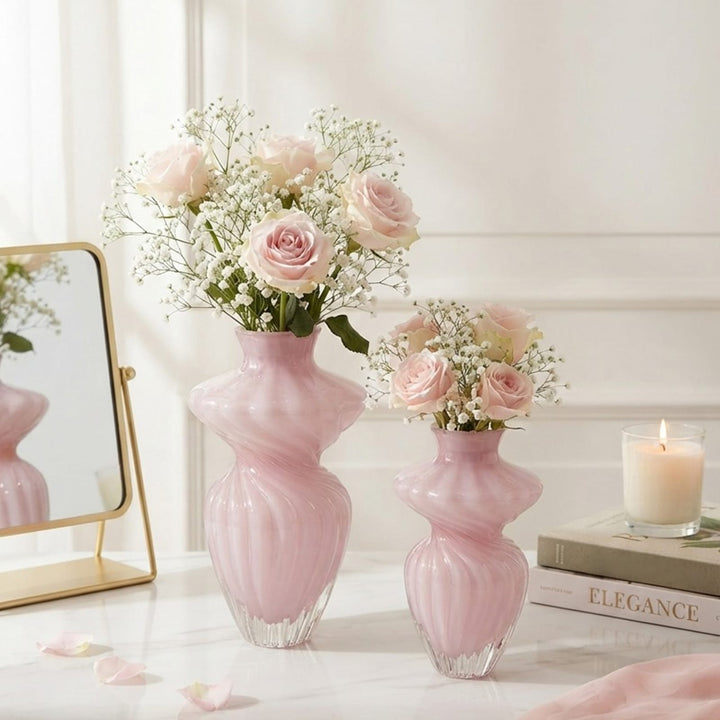 Set 2 vases en verre 23cm + 28cm
