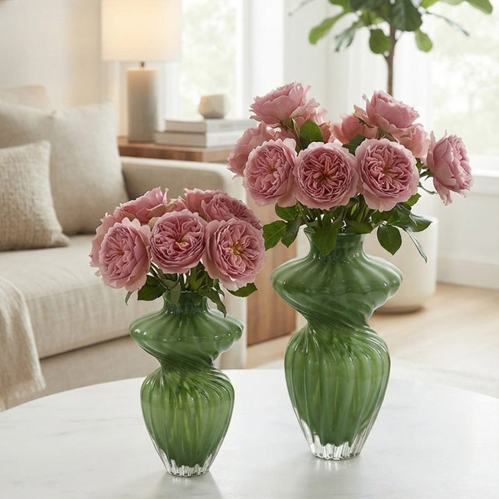 Set 2 vases en verre 23cm + 28cm