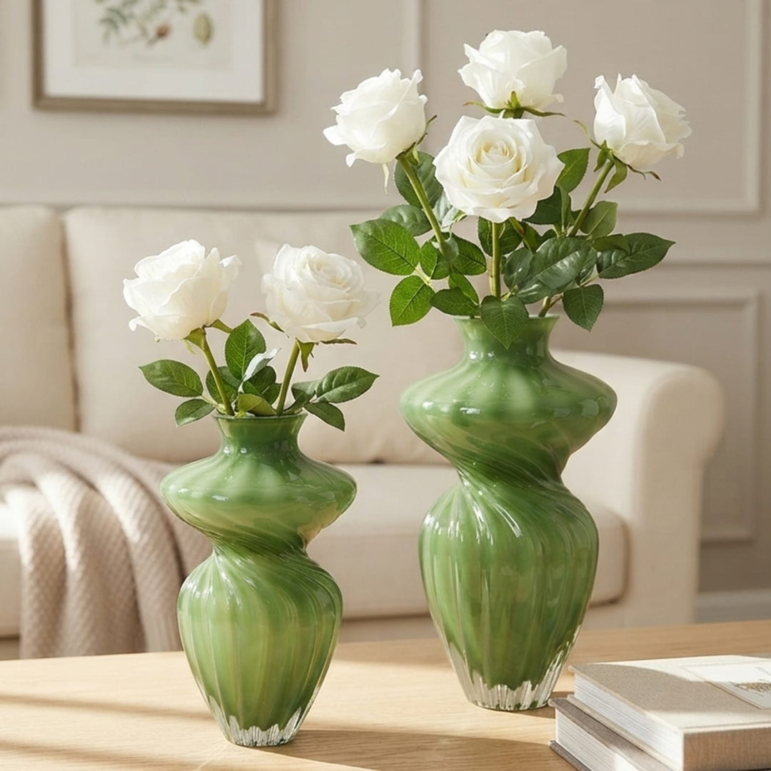 Set 2 vases en verre 23cm + 28cm
