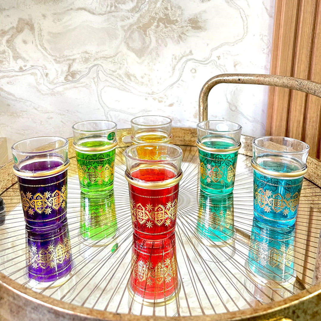 6 verres à thé colorés