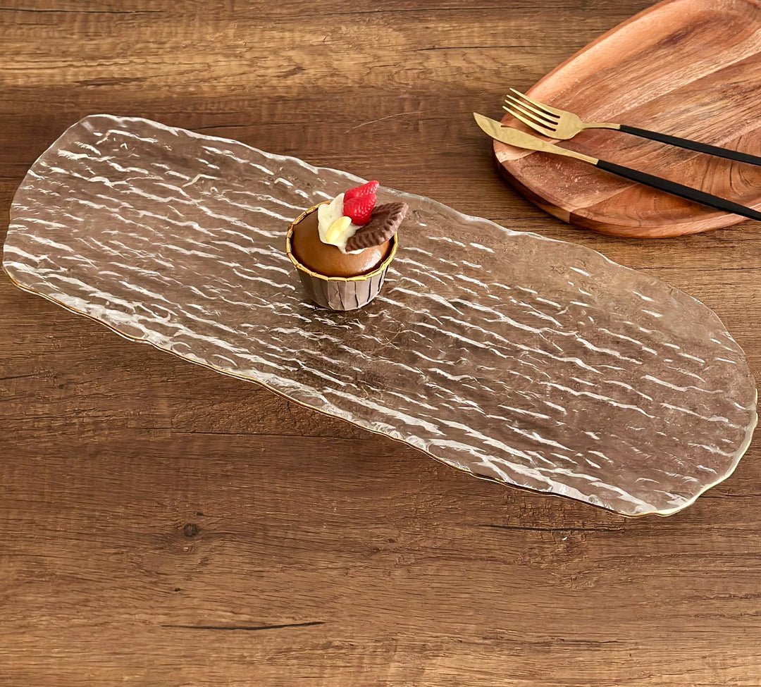 Plat rectangulaire en verre 49x14cm