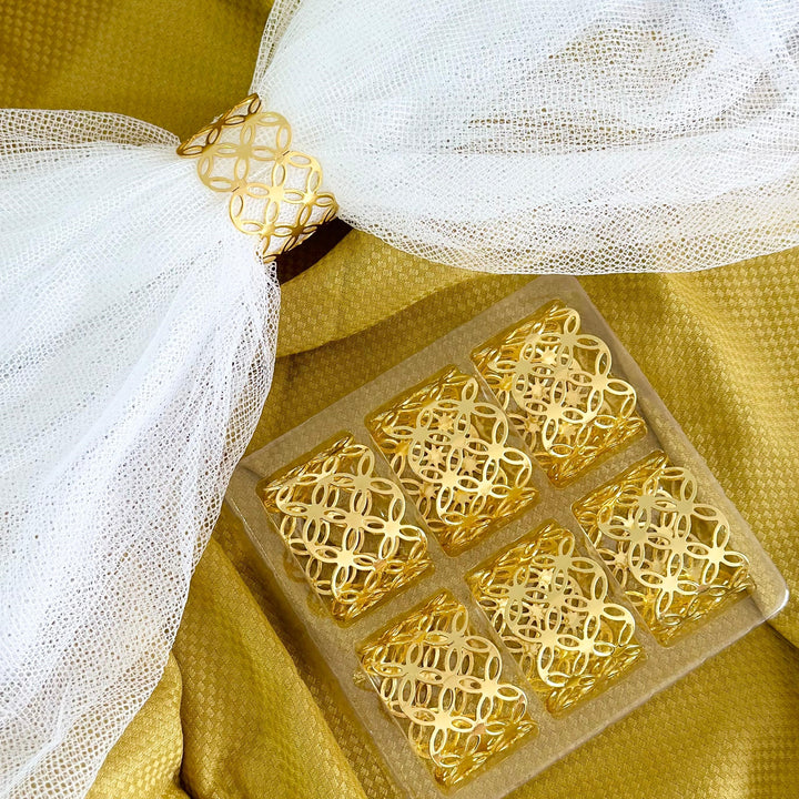 Set 6 anneaux serviettes en métal doré 3x4cm