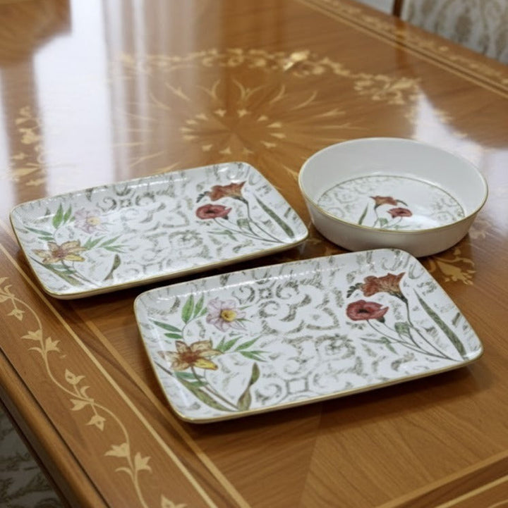 Set 2 assiettes rectangulaire 33cm + saladier 22cm