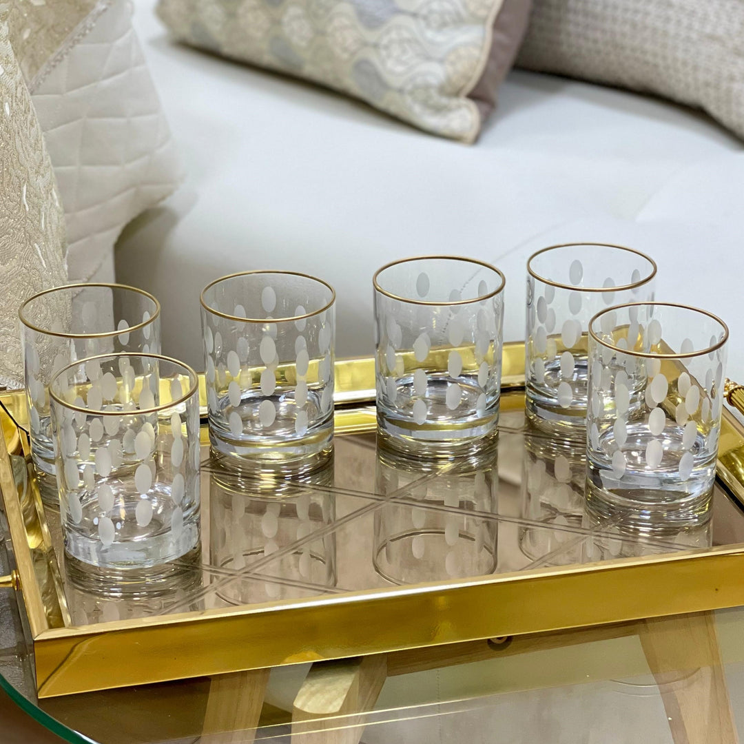 6 verres à eau/jus gravés avec filet doré