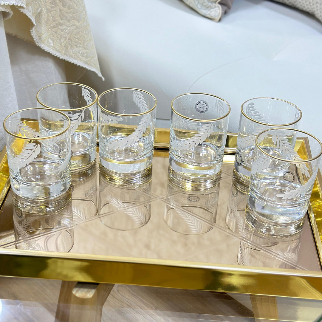 6 verres à eau/jus gravés avec filet doré