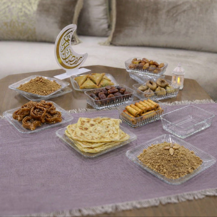 Set 6 assiettes en verre 15cm + 6 ramequins 14x8,5cm