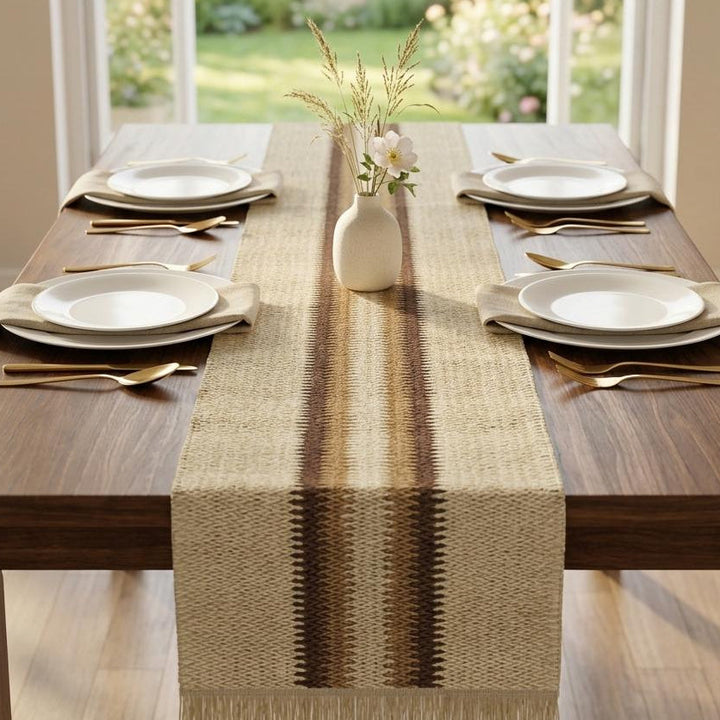 Set chemin de table 120x30cm + 6 sets de table 45x30cm + boite mouchoir 31cm en paille
