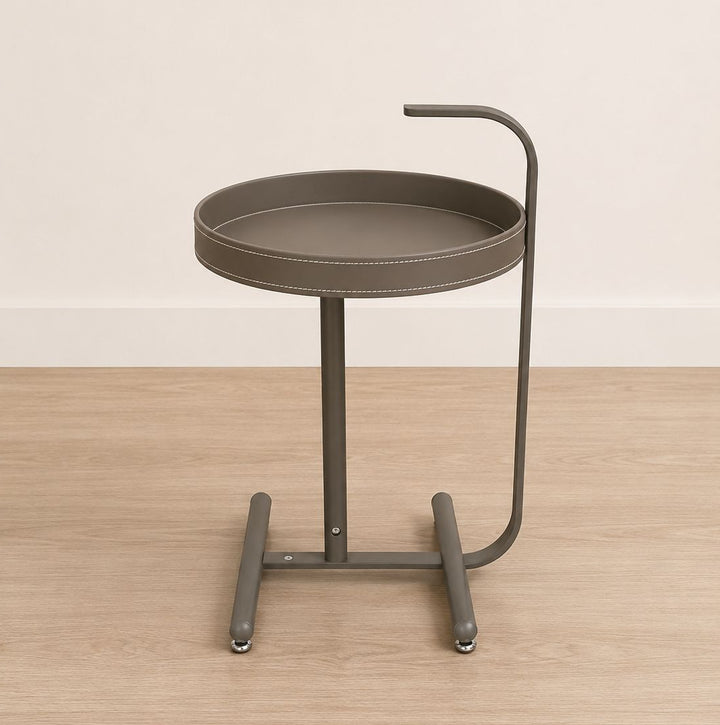 Table d'appoint ronde 40x68cm en simili cuir